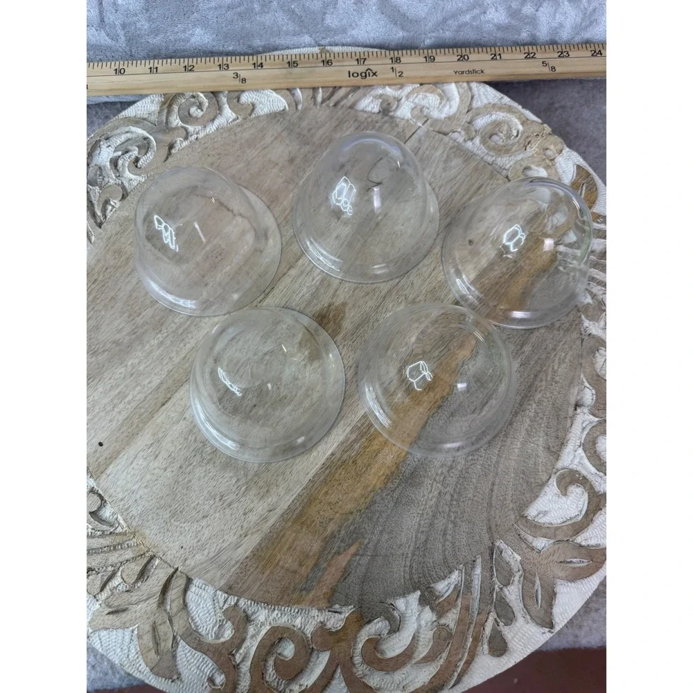 Set of 5 Small Clear Glass Prep Bowls 3.5 Inch Round Minimalist Kitchenware